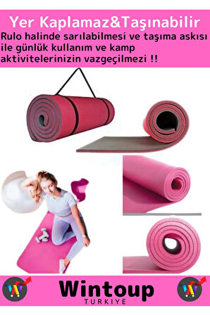 Özel Üretim Çift Taraflı Kaymaz Su Geçirmez Taşıma Askılı Kamp Uyku Matı Yoga Pilates Fitness 6,5 Mm