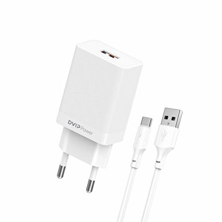 Global N14 2.4A UsbA to Type-C Kablolu Hızlı Şarj Aleti Set Beyaz