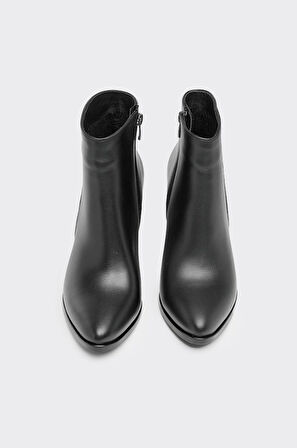 Hakiki Deri Topuklu Kadın Klasik Bot