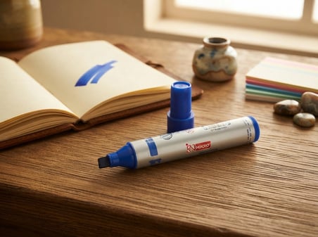 Mikro 2'li Set MR-6010 Super Wide 10mm Permanent Marker Kalın Uçlu Kalıcı Kalem Mavi 