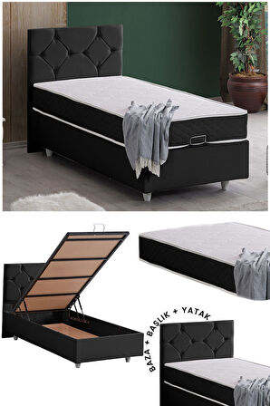Glamis Tek Kişilik Baza Başlık Letto Yatak Seti