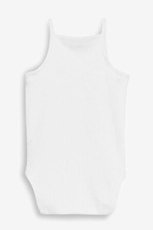 Baby % 100 Pamuklu Beyaz Ip Askılı Kız Bebek Body Zıbın