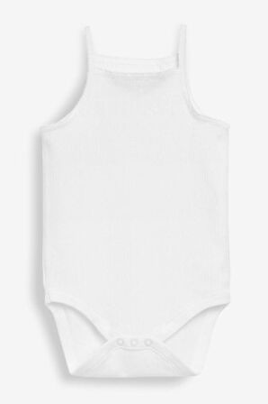 Baby % 100 Pamuklu Beyaz Ip Askılı Kız Bebek Body Zıbın