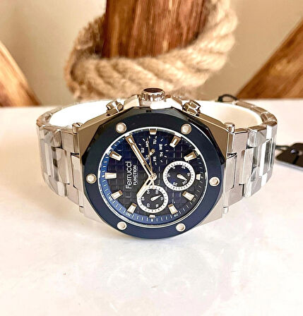 Ferrucci Silver Fonksiyonlu İnce Bilekli Erkeklere Özel Kol Saati+Bileklik
