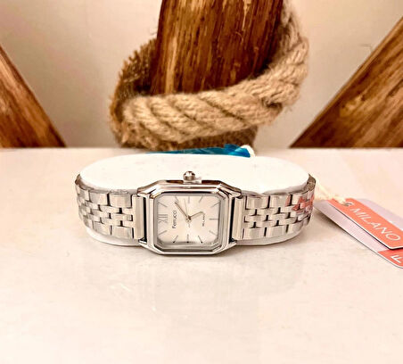 Ferrucci Milano Minimal Kare Kadran Çelik Kadın Kol Saati+Çelik Kolye Hediyeli