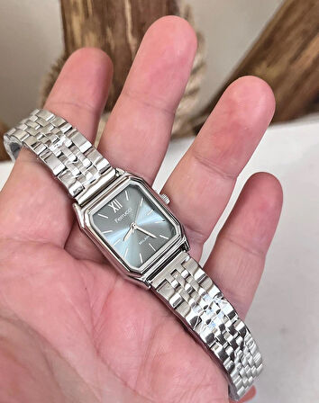 Ferrucci Milano Minimal Kare Kadran Çelik Kadın Kol Saati+Çelik Kolye Hediyeli