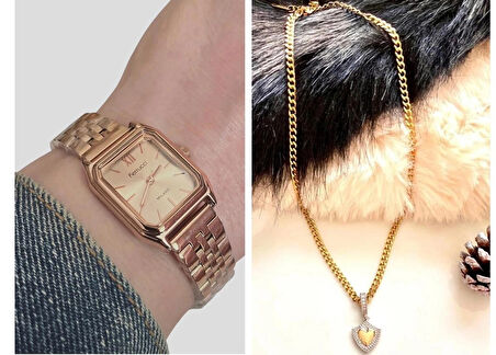 Ferrucci Milano Minimal Kare Kadran Çelik Kadın Kol Saati+Çelik Kolye Hediyeli