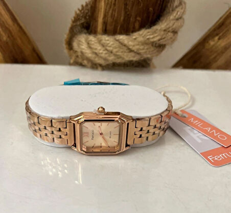 Ferrucci Milano Minimal Kare Kadran Çelik Kadın Kol Saati+Çelik Kolye Hediyeli