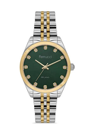 Ferrucci Milano Serisi Çelik Taşlı Şık Model Kadın Kol Saati+Bileklik Hediyeli