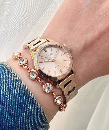 Ferrucci 6 RENK SEÇENEKLİ Çelik Kadın Kol Saati+Bileklik Hediye