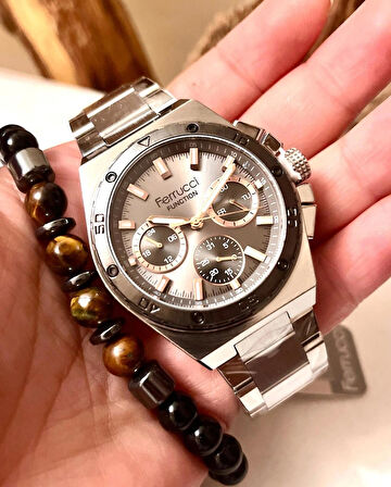 Ferrucci Full Fonksiyonlu Yeni Sezon Çelik Erkek Kol Saati+Bileklik Hediyeli