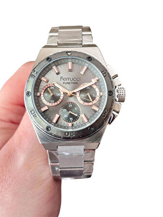 Ferrucci Full Fonksiyonlu Yeni Sezon Çelik Erkek Kol Saati+Bileklik Hediyeli