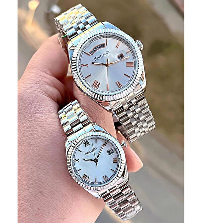 Ferrucci Takvim Ve Gün 30mt Suya Dayanıklı Çelik Kordon Sevgili Kol Saati