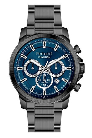 Ferrucci Füme Renk Çelik Full Fonksiyonlu+Takvimli Erkek Kol Saati