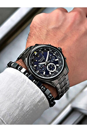 Ferrucci Gri Renk Çelik Full Fonksiyonlu+Takvimli Erkek Kol Saati+Bileklik