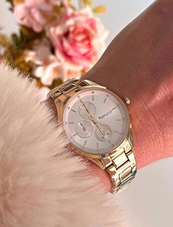 Ferrucci Gold Renk Çelik Kordon Spor Şık Model Kadın Kol Saati