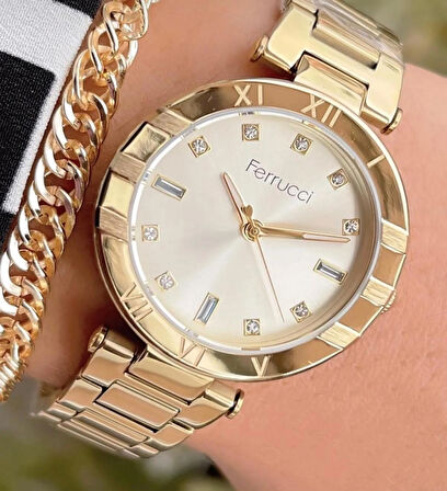 Ferrucci Tasarım Model Çelik Kadın Kol Saati+Bileklik Hediye