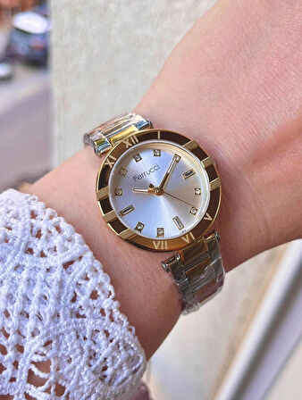 Ferrucci Yeni Sezon Çelik Kadın Kol Saati Şık Çelik Kolye Hediye