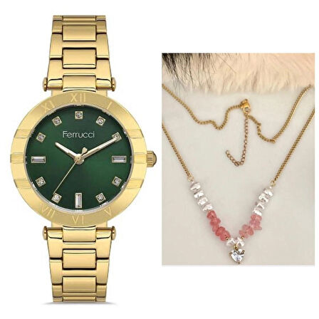 Ferrucci Yeni Sezon Çelik Kadın Kol Saati Şık Çelik Kolye Hediye