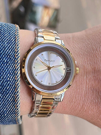 Ferrucci Yeni Sezon Çelik Şık Kadın Kol Saati+Çelik Kolye Hediyeli