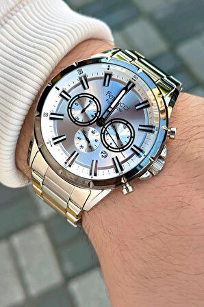 Ferrucci Fonksiyonlu&Takvimli Çelik Gümüş Renk Erkek Kol Saati