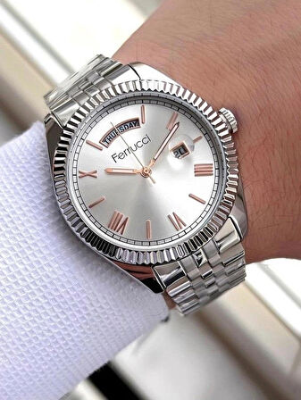 Çelik Kordon Takvimli Sevgili Çift Saat Seti Bileklik Hediyeli