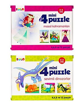 Eolo Masal Kahramanları ve Dinozorlar 2 - 3 Yaş Orta Boy Puzzle 2x4 - 6 - 8 - 12 Parça