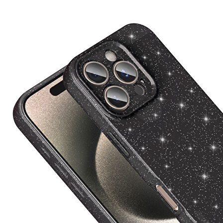 iPhone 16 Pro Max Kılıf Kamera Korumalı Simli Parıltılı Lüks Silikon