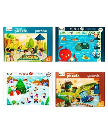 Eolo 40 Parça Çocuk Puzzle 4’lü Set 