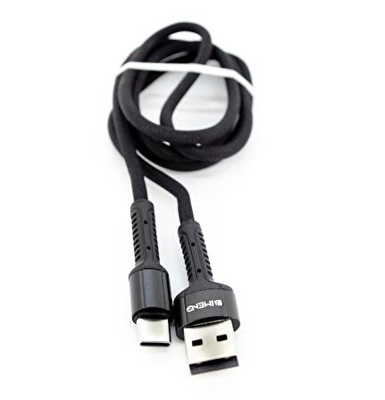Global 3A UsbA to Type-C Pro Braided Örgülü Data ve Hızlı Şarj Kablosu Siyah