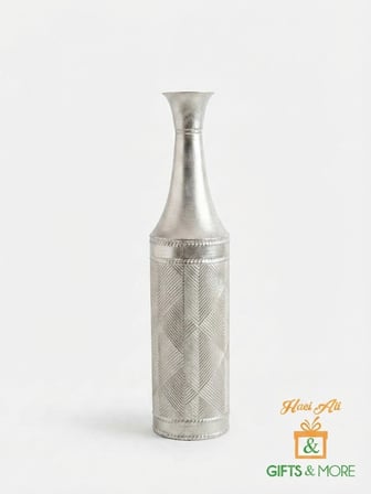 ORTA BOY GÜMÜŞ BEYAZ METAL DEKORATİF VAZO 70 x 16 cm