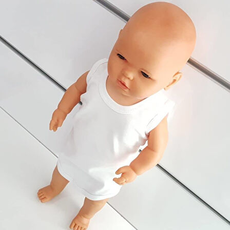 Beyaz Sade Alttan Çıt-çıtlı Askılı Badi Zıbın