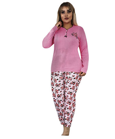 Zirve Kadın Pembe Kışlık İnterlok Uzun Kollu Pijama Takımı 6201