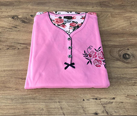 Zirve Kadın Pembe Kışlık İnterlok Uzun Kollu Pijama Takımı 6201