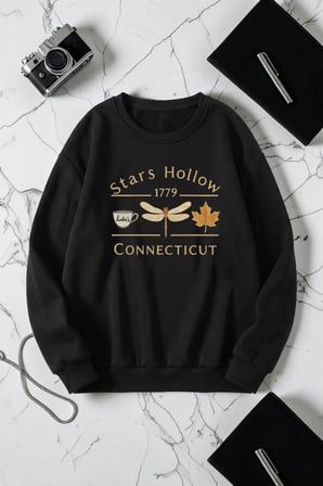 Unisex Stars Hollow Baskılı Bisiklet Yaka Sweatshirt
