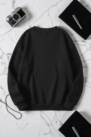 Unisex Stars Hollow Baskılı Bisiklet Yaka Sweatshirt