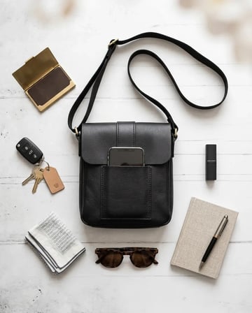 Unisex Hakiki Deri Siyah Postacı Çantası Ayarlanabilir Askılı Çapraz Çanta 24x21 cm