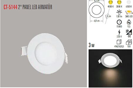 CATA 3W Sıva Altı Led Panel Spot Beyaz Işık CT-5144