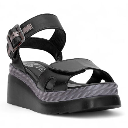 Venüs 2512303 Deri Dolgu Topuk Kadın Sandalet