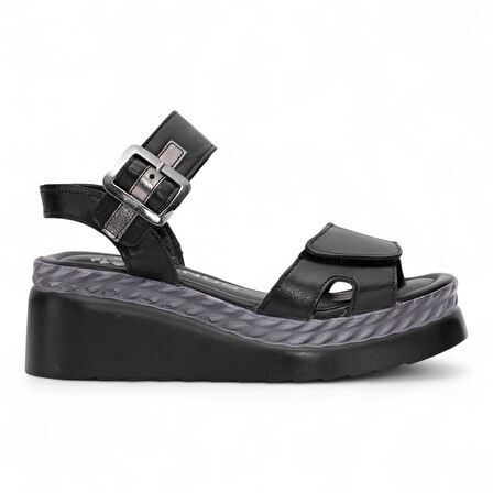 Venüs 2512303 Deri Dolgu Topuk Kadın Sandalet