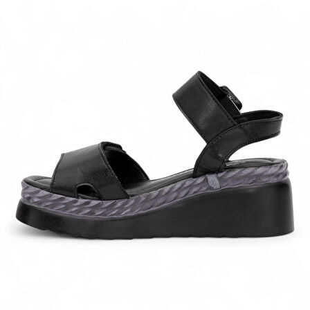 Venüs 2512303 Deri Dolgu Topuk Kadın Sandalet