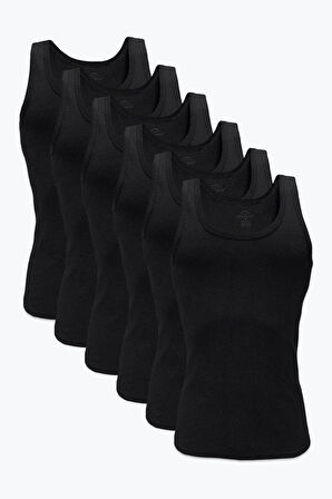 Erkek Siyah Gri 6 Lı Paket %100 Pamuk Ribana Atlet 6m034-e