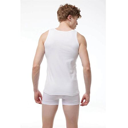 Malabadi 034 - 6 Lı Erkek Beyaz %100 Pamuk Ribana Atlet