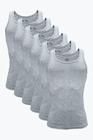 Erkek Siyah Gri 6 Lı Paket %100 Pamuk Ribana Atlet 6m034-e