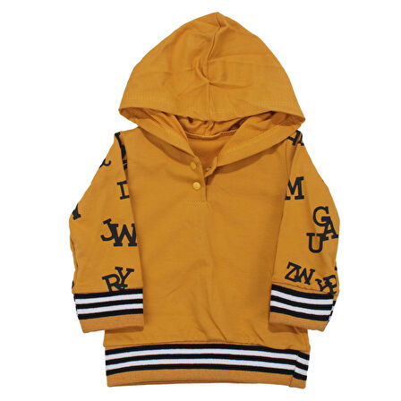 Erkek Bebek Füme Sarı Şişme Yelekli Harf Baskılı Badili 3'lü Takım