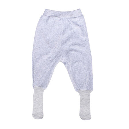 Unisex Bebek Sade Gri Kadife Kendinden Çoraplı Tek Alt