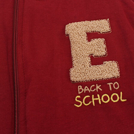 Erkek Çocuk Bordo Bej E Nakışlı Kolej Hırkalı 3'Lü Takım