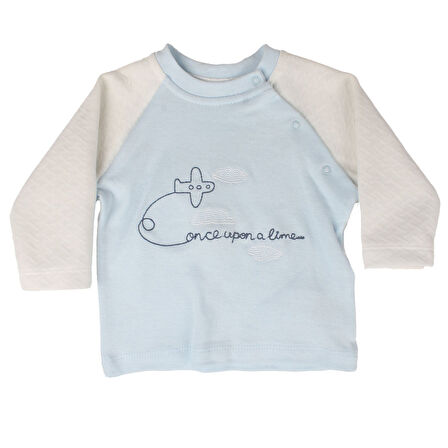 Erkek Bebek Gri Beyaz Uçak Desenli 2'li Takım