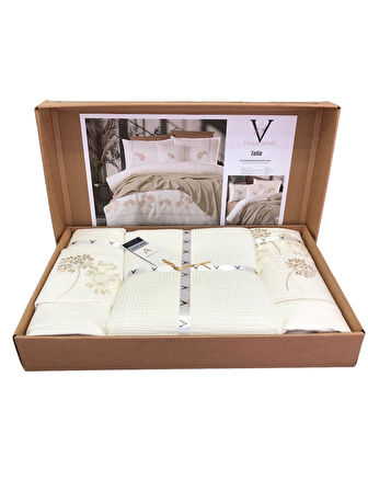 Viola Home  8 Parça %100 Pamuk Poplin Çift Kişilik Pikeli Nevresim Takımı