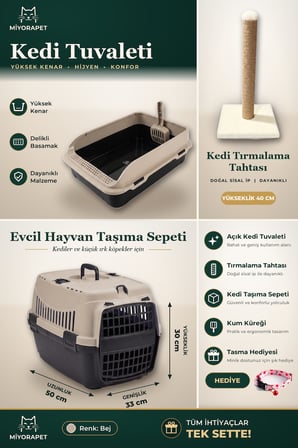 KEDİ SET 5 PARÇA-TAŞIMA-TIRMALAMA-TUVALET